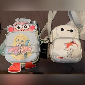 Disney Character Boots and Bamax Crossbody Bags - Light Blue and White